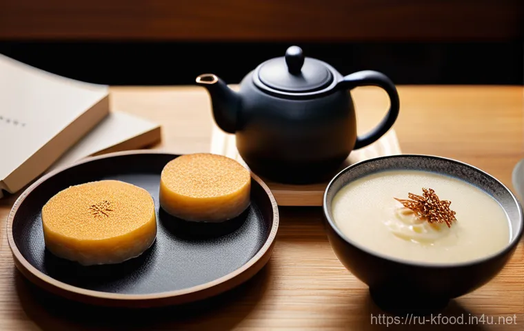 한식 디저트 종류 및 레시피 - **Prompt 1: Cozy Cafe with Injeolmi Tteok and Tea**
A warm and inviting interior of a modern Kor...