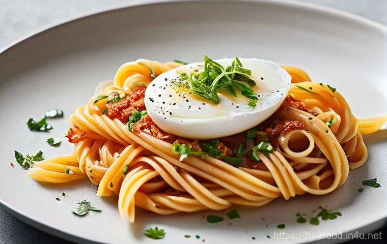 퓨전 한식 메뉴 소개 - **Vibrant Kimchi Taco Fusion:** A close-up, mouth-watering shot of several Korean kimchi tacos arran...