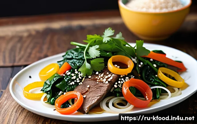 한식 잡채 레시피 - A vibrant and appetizing stir-fry dish featuring thin, translucent mung bean glass noodles mixed wit...